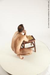 Nude Man White Kneeling poses - ALL Average Short Brown Kneeling poses - on both knees Multi angles poses Realistic